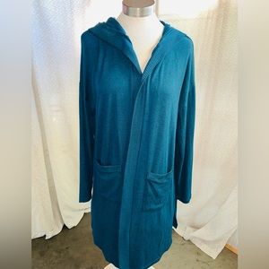 Dark Green Blue Lildy hoodie cardigan with pockets